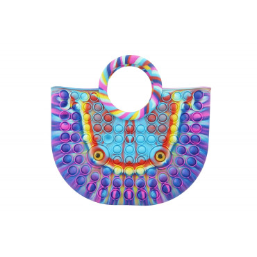 Jucarie Antistres din silicon Cyrax, Pop It Now And Flip It, Geanta mare, 28 cm, Multicolor, V1