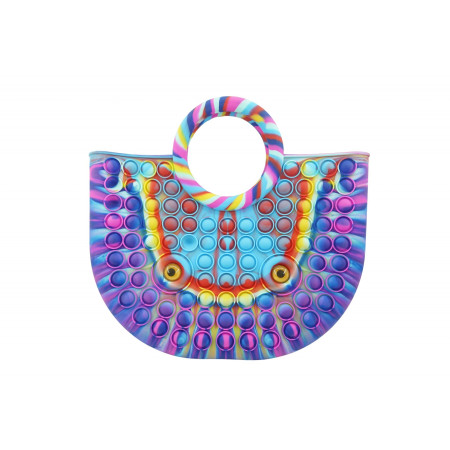 Jucarie Antistres din silicon Cyrax, Pop It Now And Flip It, Geanta mare, 28 cm, Multicolor, V1