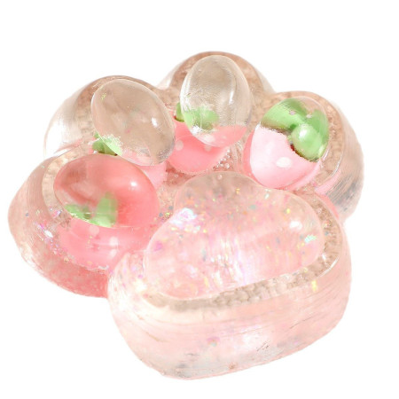 Jucarie Antistres Squishy, Cyrax, cu Revenire Lenta, Squeeze Pinch Family, Model Cat Paw, 6.5 x 7 cm, din Tpr, 4-6 Ani, Model 5 Fructe, Transparent