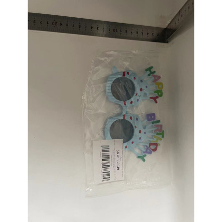Ochelari Happy Birthday, Cyrax, Tematica Aniversare, Protectie Soare, din Plastic, Model Prajiturele, 18.5x11.5 cm, Albastru