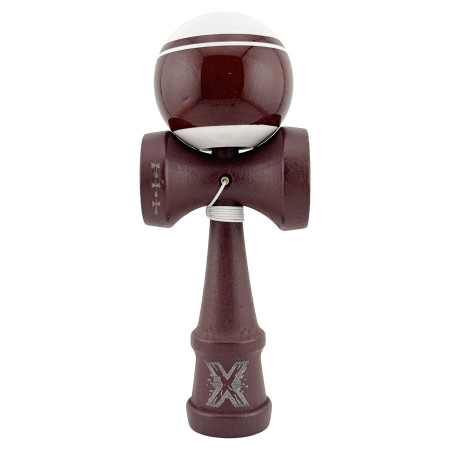 Kendama X Originala, Profesionala, Cyrax, Super Sticky Legendary, Rulment Metalic cu Ata 55 cm, Alb/Maro