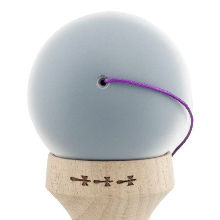Kendama X Originala, Profesionala, Cyrax, Rubber Grip, Cupe Mari KING SIZE V3, Gaura in Baza, Rulment Metalic, din lemn 18 cm, Ata 62/65 cm, Gradient Gri/Alb/Mov
