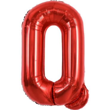 Balon Folie Metalizata Litera Q, Cyrax, 40 cm, Umflati cu Heliu sau Aer, Ambalaj Individual, Pai inclus, Rosu