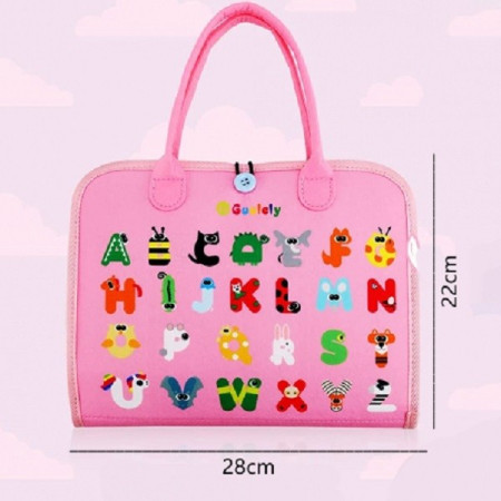 Carte Senzoriala Educativa Montessori, Cyrax, Dezvoltare Abilitati Motorii, 3 Pagini, Model Sirena si Alfabet, 28x25x4 cm, Roz