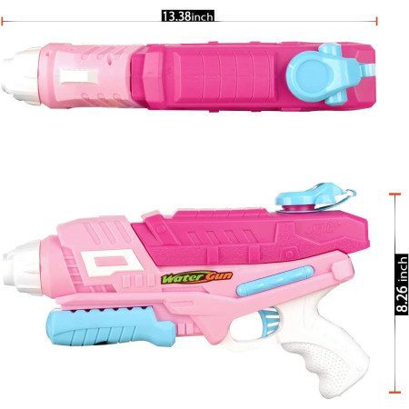 Set 2x Pistol cu Apa pentru Copii, Rezervor, Pentru Piscina/Plaja, Cyrax, 6ani+, Roz + Albastru, 600 ML