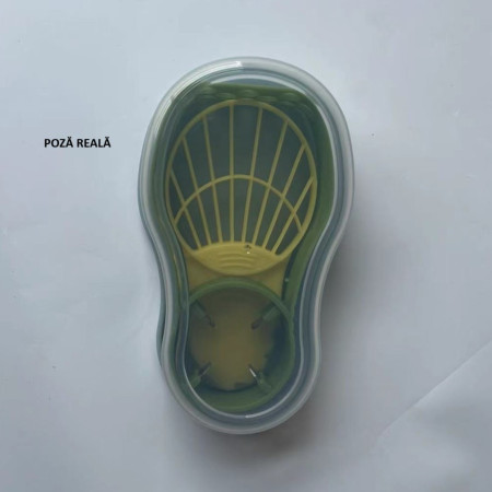 Recipient de Depozitare Avocado 5in1, Cyrax, Etans, pentru Frigider, din Plastic, Dispozitiv de Taiat, Curatat, Feliat, 14x4x7 cm, Verde
