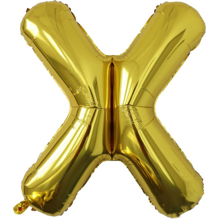 Balon Folie Metalizata Litera X, Cyrax, 80 cm, Umflati cu Heliu sau Aer, Ambalaj Individual, Pai inclus, Auriu