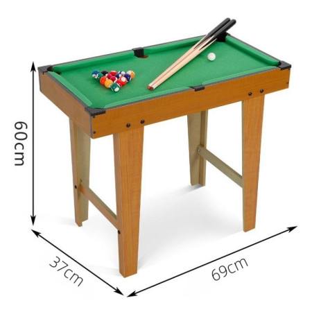 Mini Masa de Biliard pentru Copii, Cyrax, Durabil, Usor de Transportat, 2 Tacuri, 16 Bile, 69x37x60 cm