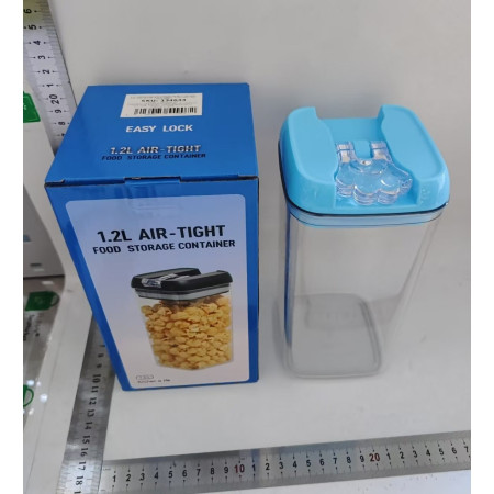 Cutie de Depozitare Alimente, Cyrax, 1.2L, Capac Albastru, din PP+PET, Inchidere Ermetica, 10 x 10 x 20.5 cm, Transparent