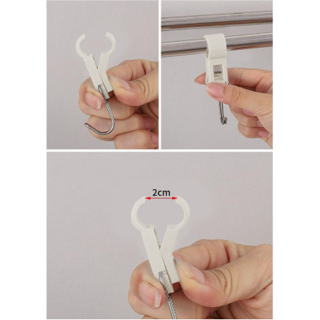 Set 4 Carlige Multifunctionale,  Tubulare, Pentru Baie/Bucatarie, din ABS, 8.7 x 3.5 cm, Alb