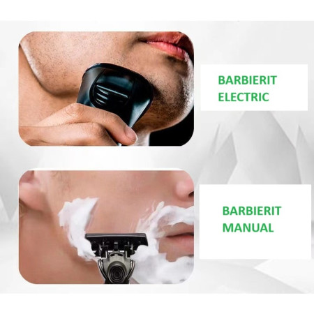 Aparat de Ras Manual,  din Otel Inoxidabil, Suport Lama + 4 Capete de Schimb Incluse, Cutie pentru Lame, Negru