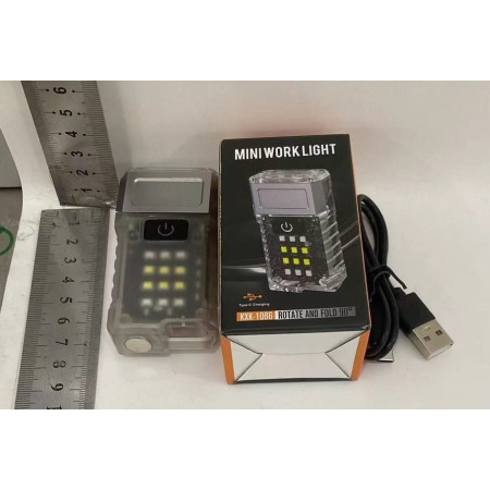 Lanterna UV LED Portabila,  Incarcare USB Tip C, Raza 50 m, 5W, 3 Culori de Lumina, 1200 mAh, 8 x 2 x 4.2 cm, Transparent Fluorescent