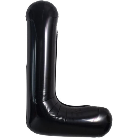 Balon Folie Metalizata Litera L, Cyrax, 40 cm, Umflati cu Heliu sau Aer, Ambalaj Individual, Pai inclus, Negru