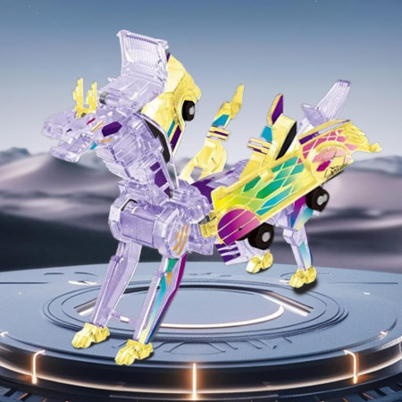 Jucarie Transformabila 2in1, Cyrax, Crystal Wing Flying Dragon, Masina/Dragon, Atractie Magnetica, Fluorescent, +3 Ani, din ABS, Multicolor