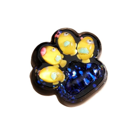 Jucarie Antistres Squishy, Cyrax, cu Revenire Lenta, Squeeze Pinch Family, Model Cat Paw, 6.5 x 6 cm, din Tpr, 4-6 Ani, Model 1 Pestisori, Negru cu Insertii