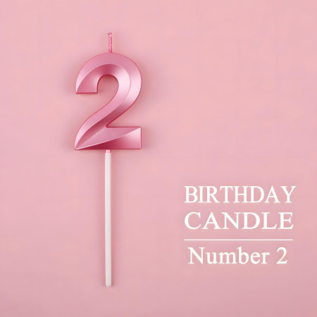 Lumanare Cifra 2, Cyrax, Model Diamond, 5 x 3.4 cm, Roz