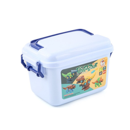 Set de Constructie/Asamblare, Cyrax, 4 Dinozauri, cu Bormasina Electrica, Baterii 2 x AA, Surubelnita si Cutie Depozitare, 22.5 x 14.5 x 15 cm, Multicolor