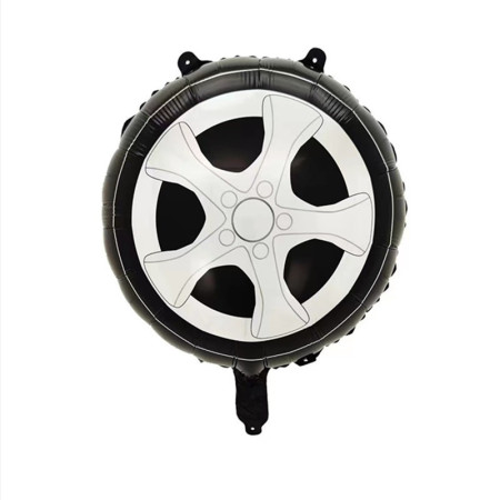 Set 2 Baloane din Folie Metalizata, Cyrax, Figurine Roti, Model Masini, 75-80 cm cm, Ambalaj Individual, Pai Inclus, Umflare cu Aer sau Heliu, Negru