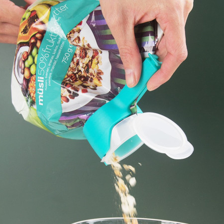 Set 4 cleme cu capac Cyrax, pentru sigilare pungi alimente, material ABS, multicolor