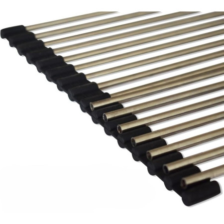 Cyrax Covoras de Scurgere pentru Chiuveta Bucatarie, din Otel Inoxidabil, Suport Chiuveta, Pliabil, Antiderapant, Usor de Curatat si de Depozitat, 47x36 cm, 18 Tuburi, Negru