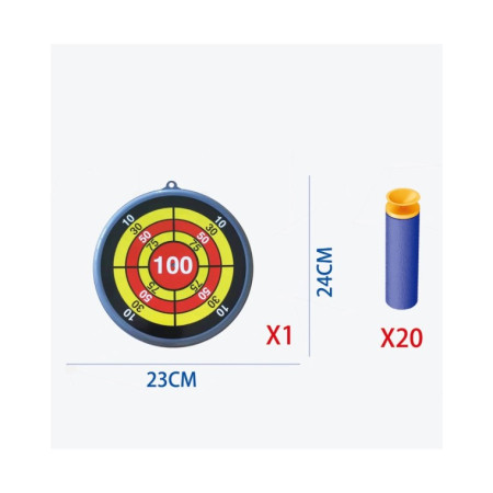 Jucaruie cu Lansator pentru Copii, Cyrax, Lanseaza Manual, Tinta, Avion, 20 de Gloante din Material Moale, Joc Interactiv, 24x23.5x6.3 cm, Gri