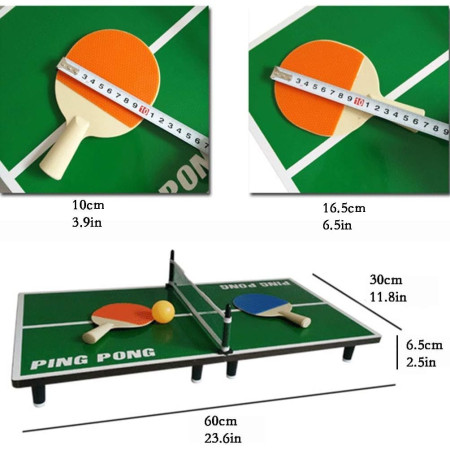 Mini Masa de Ping Pong Cyrax, pentru interior, Material Lemn, 60 x 10 x 30 cm, 2 mingi, portabila, verde