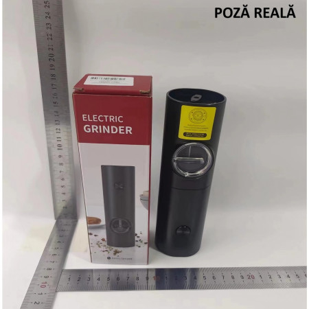 Rasnita Electrica pentru Cafea si Condimente, Cyrax, Cutit de Macinare din Otel Inoxidabil, Incarcare cu Baterii, Optiuni Diferite de Macinare, Usor de Manevrat, 18x5.5cm, Negru