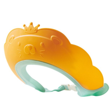 Cyrax Viziera de Protectie Baie Pentru Copii, Fippy, Model Coronita Leu, Dimensiune ajustabila, Durabil, Usor de curatat, Impotriva Samponului, pentru Ochi si Urechi, TPE+PP, 21x20.5 cm, Portocaliu