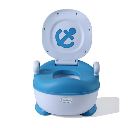 Olita pentru Copii, Cyrax, +1an, Portabila, Design cu Ancora, cu Capac, Model Prietenos, Non-Toxic, Compartiment Detasabil, cu Manere, cu 4 Picioare, Usor de Curatat, 46*33*32 cm, Albastru
