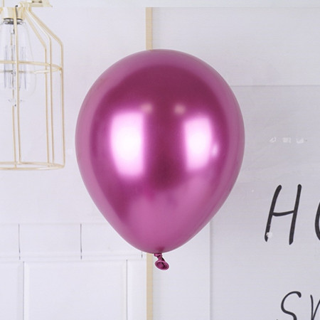 Set 12 Baloane, Cyrax, din Latex Chrome, 13 cm, Fucsia