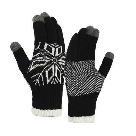 Manusi de Barbat,  Model Fulg, Functie Touchscreen (ecran tactil), Material Acril Tricotat, Manseta Elastica, Interior Catifelat, Marime Universala, Negru