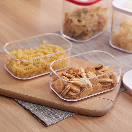 Cutie de Depozitare Alimente, Cyrax, 1L, Capac Alb, din ABS+Silicon, 14.5 x 9 x 11.3 cm, Transparent