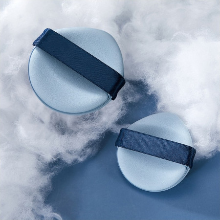 Burete de Machiaj Triunghi Cyrax, Reutilizabili, Utilizare Umeda sau Uscata, 5.5 x 5.5 x 0.9 cm, Powder Puff, Albastru