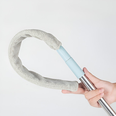 Pamatuf pentru Curatat Praful,  Model Slim pentru Zone Greu Accesibile, Maner Extensibil, Laveta Microfibra Inclusa, Usor de Curatat, Albastru Gri