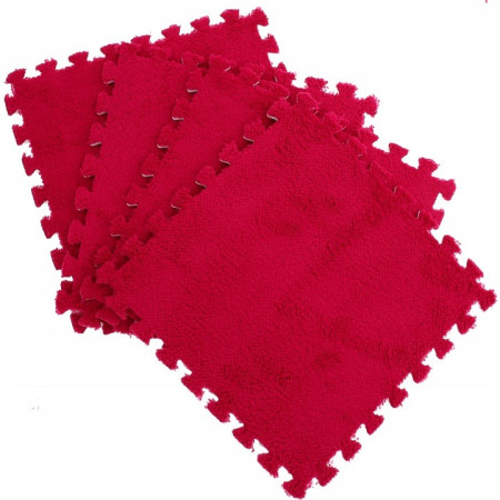 Set 10 Piese Covor tip Puzzle, Cyrax, Spuma EVA, Pufos, 30 x 30 x 1 cm, Rosu