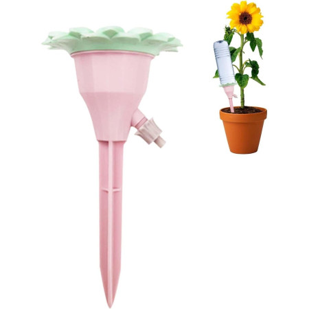Set picuratoare cu valva pentru irigare  design floare, viteza reglabila, fixare prin infigere, practic, 16.8 x 9 cm, roz