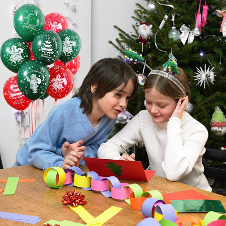 Set 16 Baloane din Latex, Cyrax, Model Merry Christmas, Tematica Craciun, 25 cm, Verde Rosu