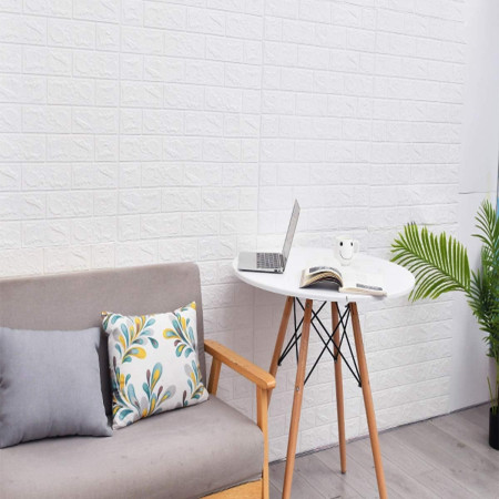 Set 10 Placi Tapet 3D,  70 x 77 cm, Grosime 3 mm, din Polietilena, Model Caramida, Suprafata acoperita 5.3 mp, Alb