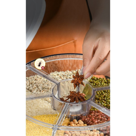 Dozator de cereale Cyrax, rotativ 360, 6 compartimente, capacitate 3 L, rezistent la umezeala, inchidere etansa, verde inchis