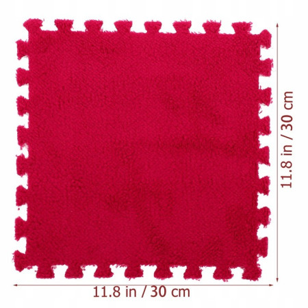 Set 10 Piese Covor tip Puzzle, Cyrax, Spuma EVA, Pufos, 30 x 30 x 1 cm, Rosu