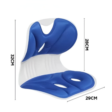 Suport pentru Scaun, Cyrax, pentru Corectarea Posturii, Portabil, Ergonomic, Ameliorare Durere, Respirabil, 32x29x28 cm, Marime S, Albastru