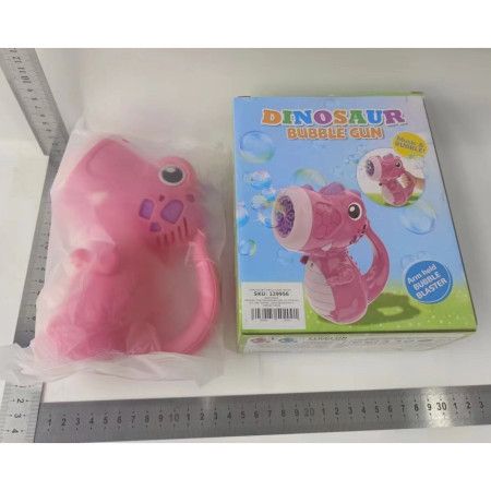 Jucarie Interactiva pentru Baloane de Sapun, Cyrax, Sunete si Lumini, Model Dinozaur, cu 8 Orificii, 15 x 8.5 x 18.5, Roz