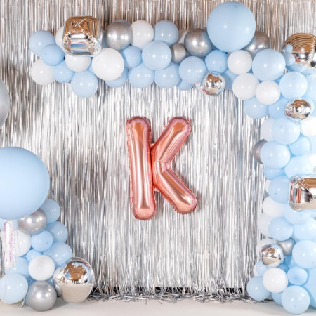 Balon Folie Metalizata Litera K, Cyrax, 100 cm, Umflati cu Heliu sau Aer, Ambalaj Individual, Pai inclus, Rose Gold